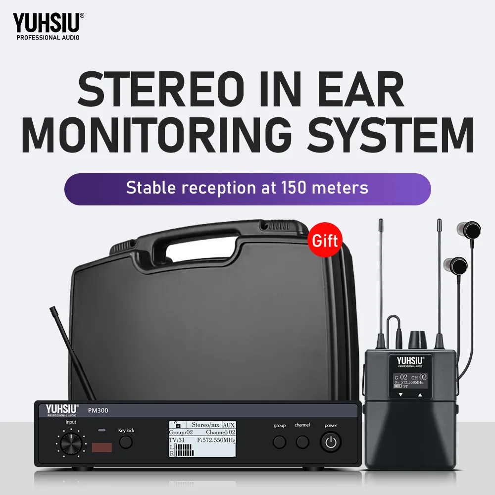 In-Ear Monitoring System PM300 Stage Personal Wireless In Ear Monitor For Bands 500MHz 100mW 24-Bit Digital DSP Processor Audio