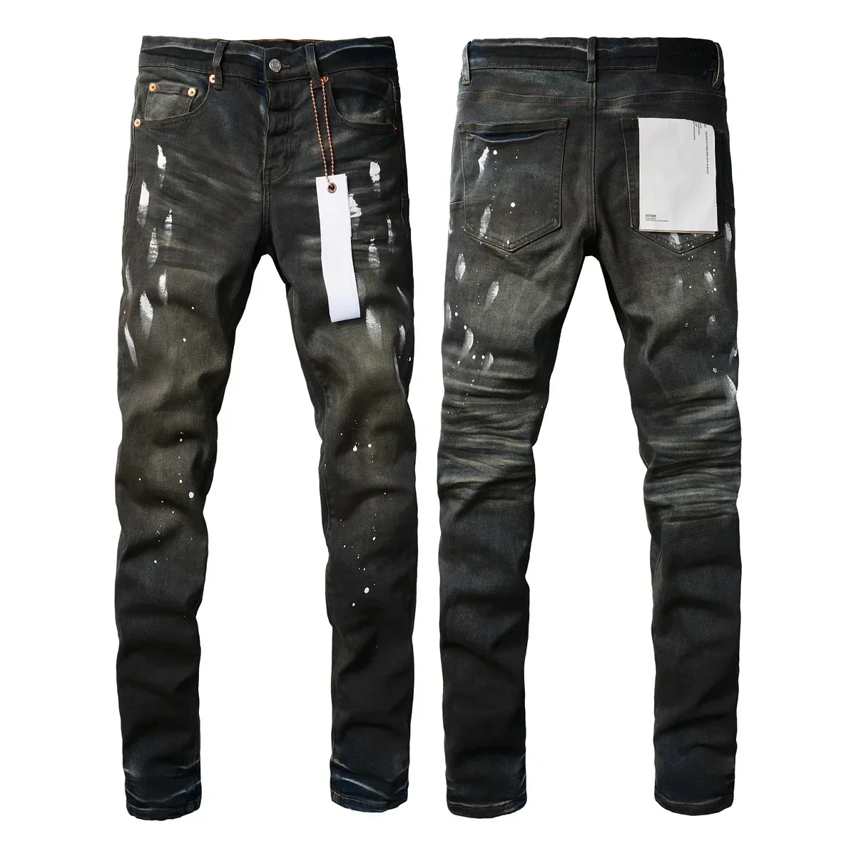 Top quality Purple ROCA brand jeans top street black paint, fashion, top quality repair, low-rise tight jeans 1:1 pants