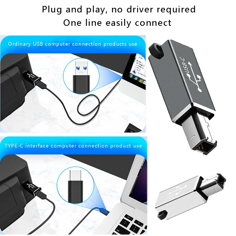 Small KIts USB Type-C to Type-B MIDI Adapter for USB Type B Equipped Scanner Printer Server for Hard Drive Camera Piano K1KF