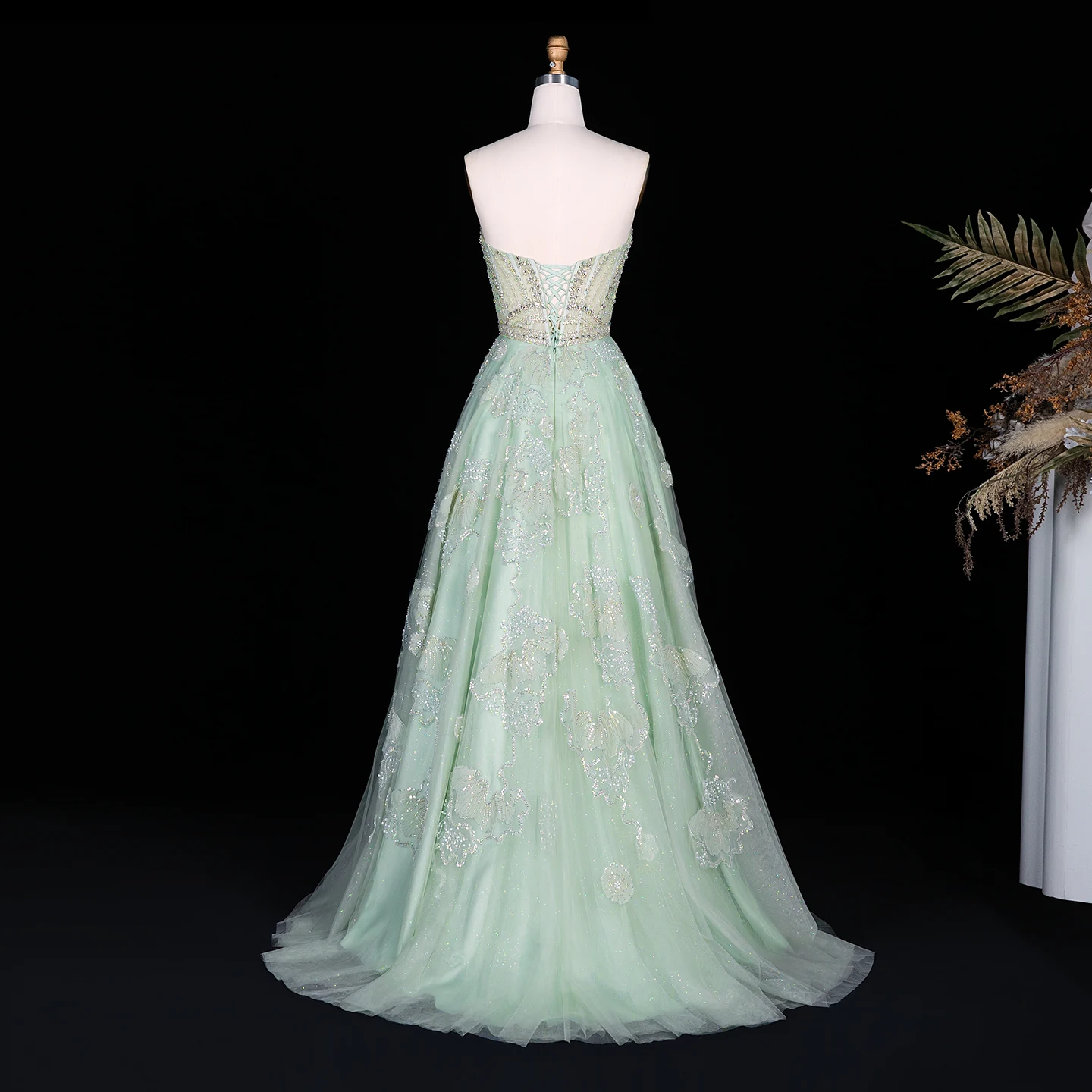 Sharon Said Dubai Luxuriöses Schulterfreies Abendkleid mit Cape-Ärmeln aus Tüll, Arabisches Damen-Hochzeitskleid, Formelle Ballkleider SS754 Maßanfertigung – Detail 8
