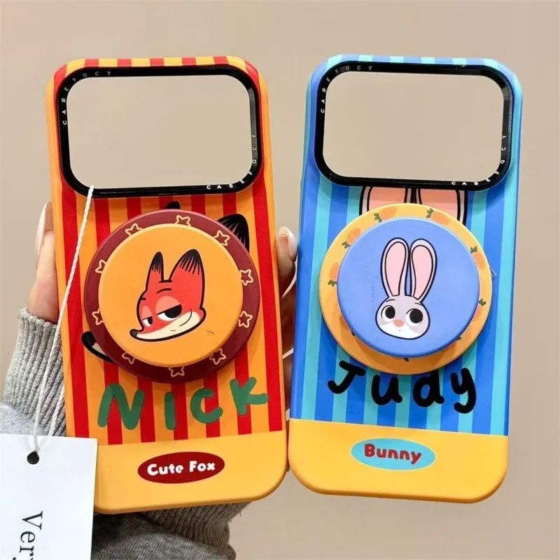 

Disney Zootopia Phone Case Judy Nick Portable Cartoon Cute with Magnetic Airbag Bracket IPhone 17 16promax Phone Protection Case