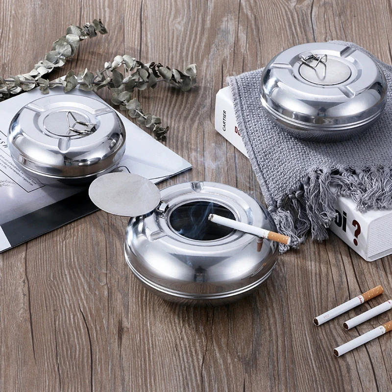 Stainless Steel Ashtray with Lid Detachable Outdoor Cigarettes Tray Holder Dropshipping