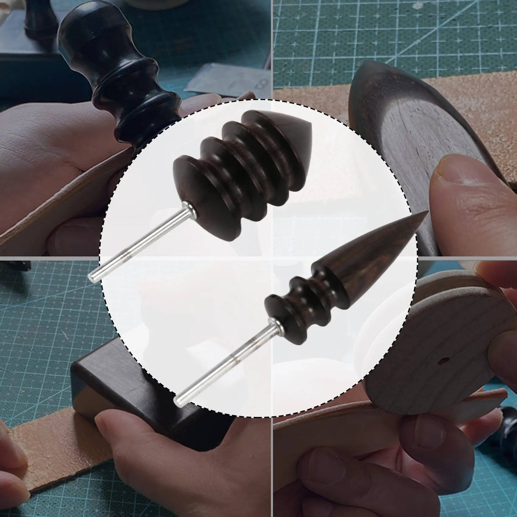 Punta puntiaguda, pulidor de cuero Narra, herramienta rebanadora de cuero, juegos de taladros, vástago de 1/8 pulgadas (3mm) para herramientas rotativas Dremel (2 uds)