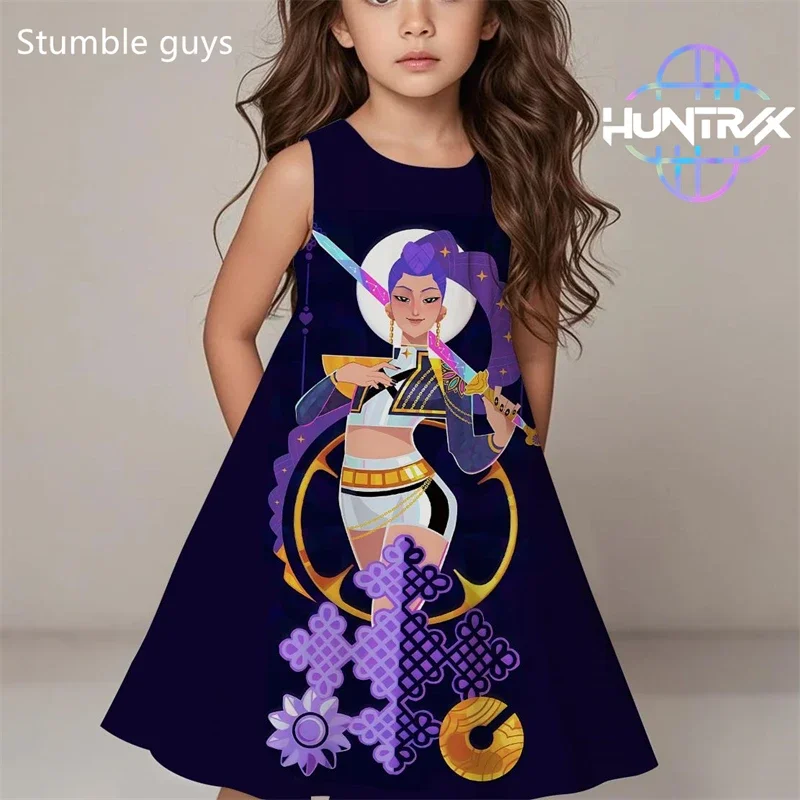 

Детский сарафан Demon Slayer Kpop, летняя повседневная пляжная одежда с принтом для девочек, модная одежда для сна