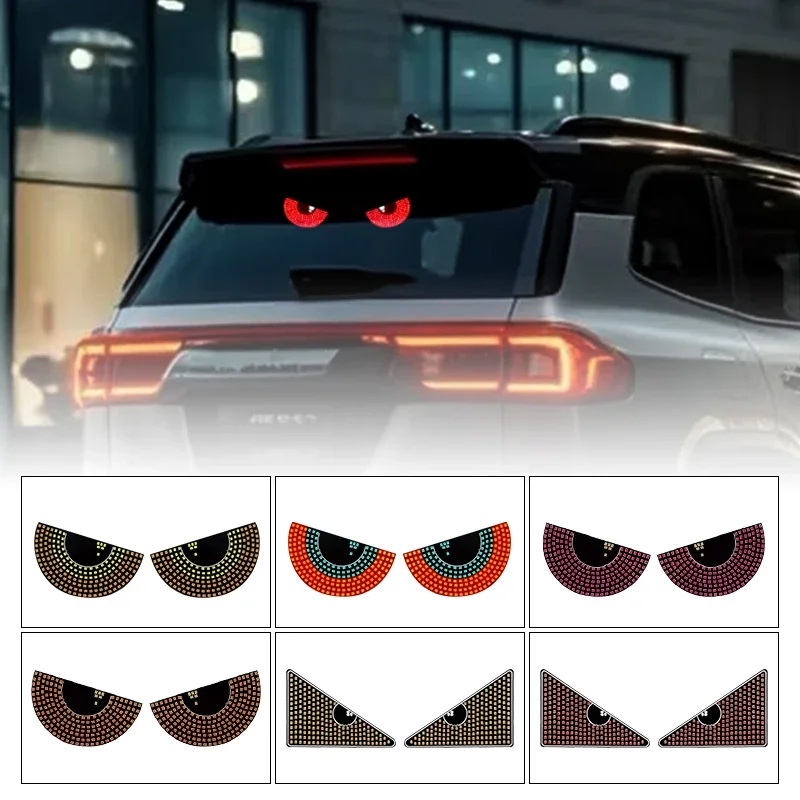 

2Pcs Car LED Decorative Lights for Evil Eyes Led Atmosphere Lamp Interesting Devil Eye Light Red Strobe Warning Auto Accessories