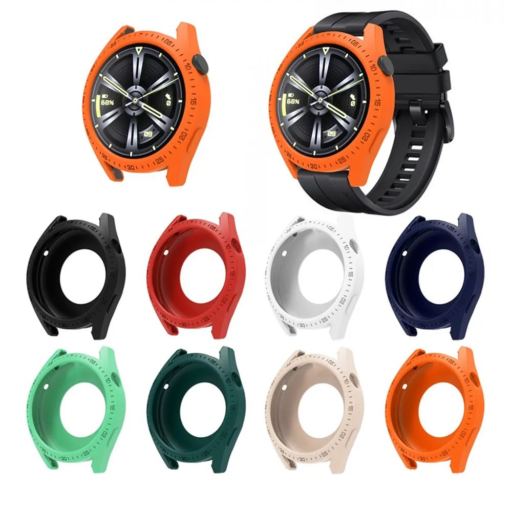 Cover Case For Huawei GT3 46mm Silicone Screen Protector Colorful Coverage Protection With Scale Watch Accessories