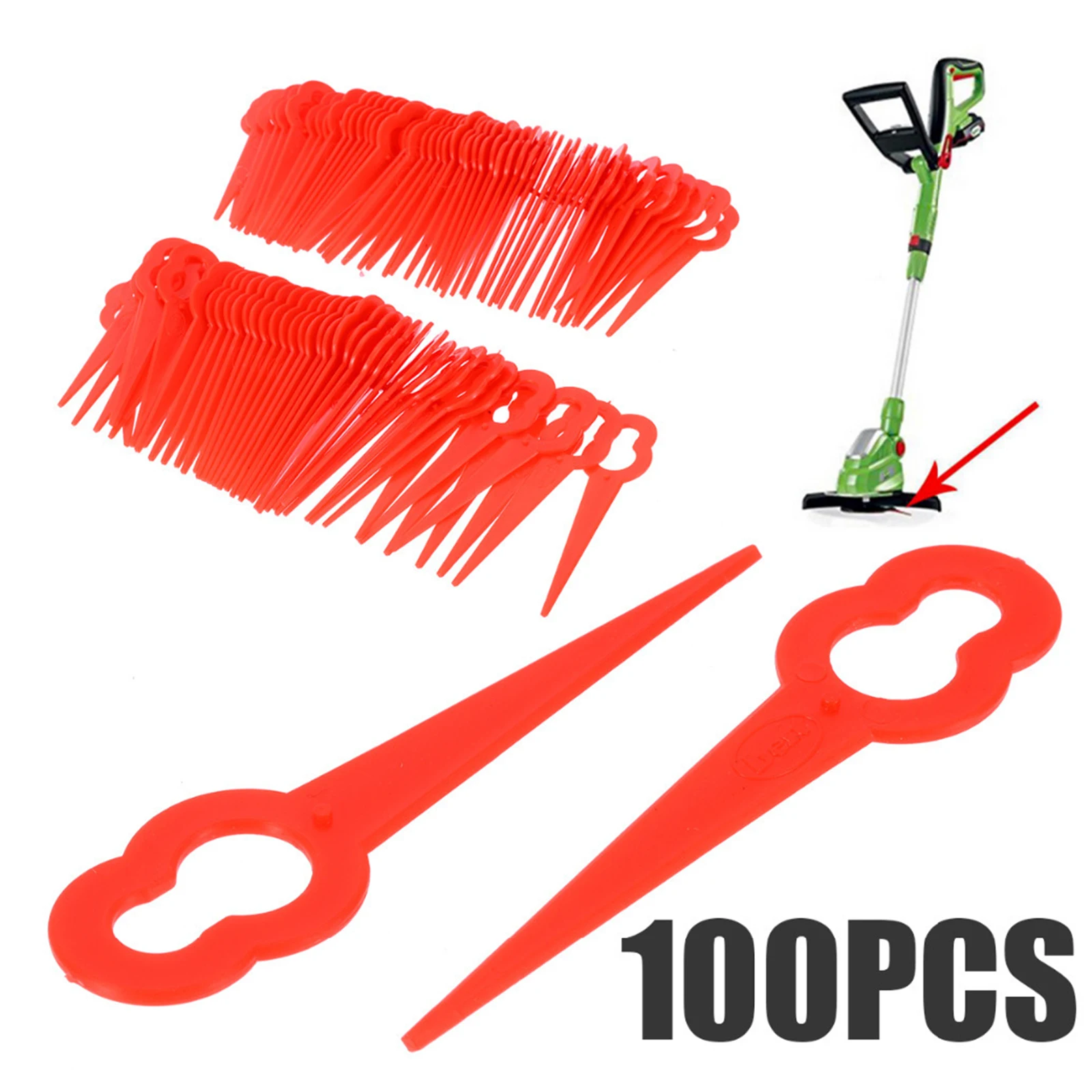 100pcs L76 Cordless Trimmer Plastic Blade Tool Accessories Quality Red High Reliability Replacement Knife 12*7mm