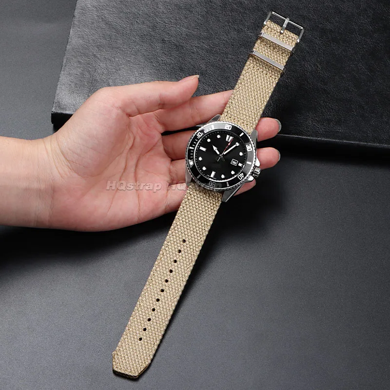 면 나일론 밴드 소프트 캔버스 스트랩, 범용 퀵릴리즈 밀리터리 스포츠, 편안한 손목 밴드 교체 팔찌, 20mm, 22mm