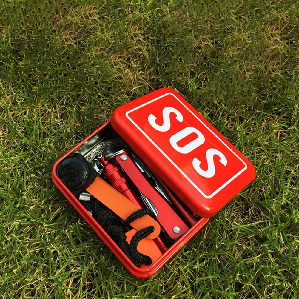 4Pcs Camping Tool Box Red Tinplate Compact Lightweight Tool Case for Outdoor Storage Organizer Tinplate Boxes Indoor Storage Box