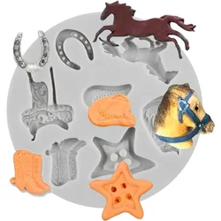 Horse Fondant Mold Horseshoe Silicone Molds Cowboy Boot Saddle Cake Decorating Tools Chocolate Candy Resin Clay Moulds