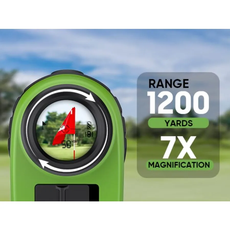 Pro Laser Golf-afstandsmeter met helling Magnetisch 1200 yards 7X vergroting Vlaggenmast Vergrendeling Oplaadbare afstandsmeter voor Prec