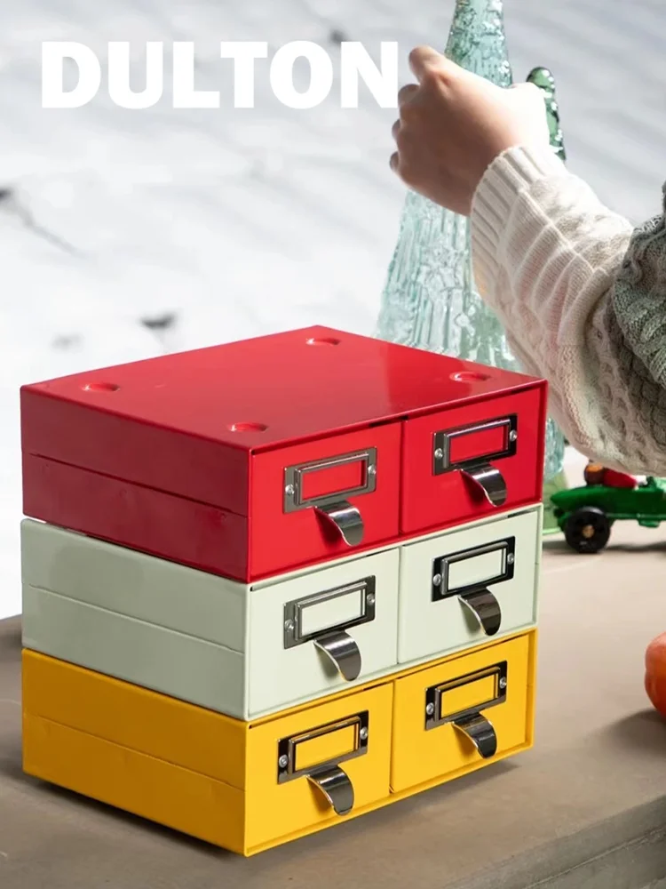 Metal Countertop Drawer Storage Box Stationery Cosmetics Classification Storage Box, Small