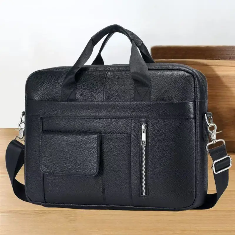 New Luxury Vintage Cow Genuine Leather Business Men's Briefcase Male Shoulder Bag Men Messenger Laptop Computer Bag