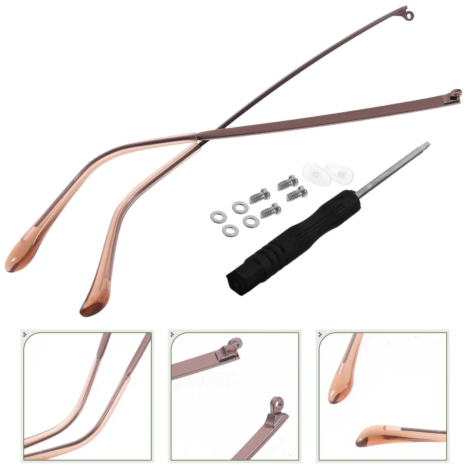 

Glasses Accessories Universal Replacement Temple Arm Legs Metal Frame Parts for Eyeglasses Repair Kit Non Slip Design Easy