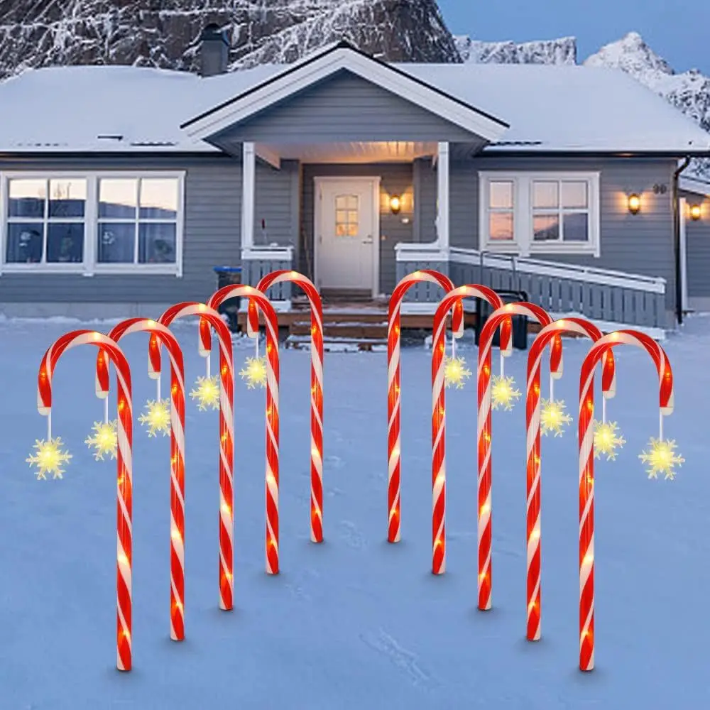 5PCS/Set Solar Cane Light Outdoor Christmas Decoration Candy Ground Light Garden Landscape Decoration Lawn Lights Solar Lamps