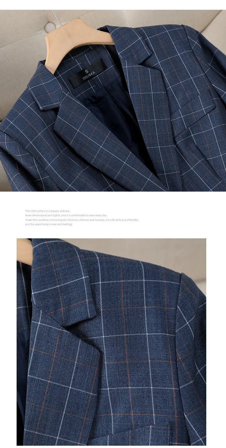 Picture 6: Plus Size Apricot Plaid Blazer Suits British Style Capable Fashionable High-end Professional Clothing OL Clothes Women Suits