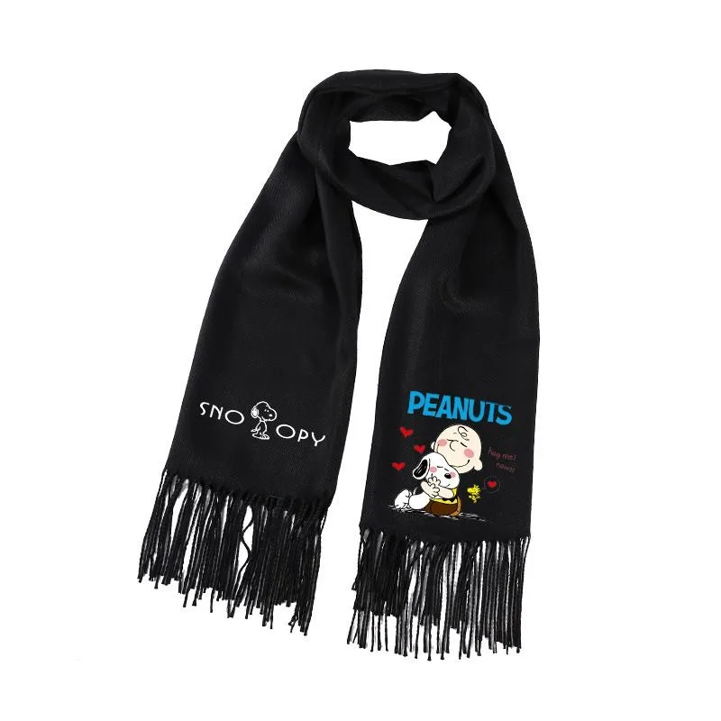 Snoopy Peanuts cartoon peripheral cartoon cute girl heart winter warm and cold-proof wool scarf holiday gift for boys and girls