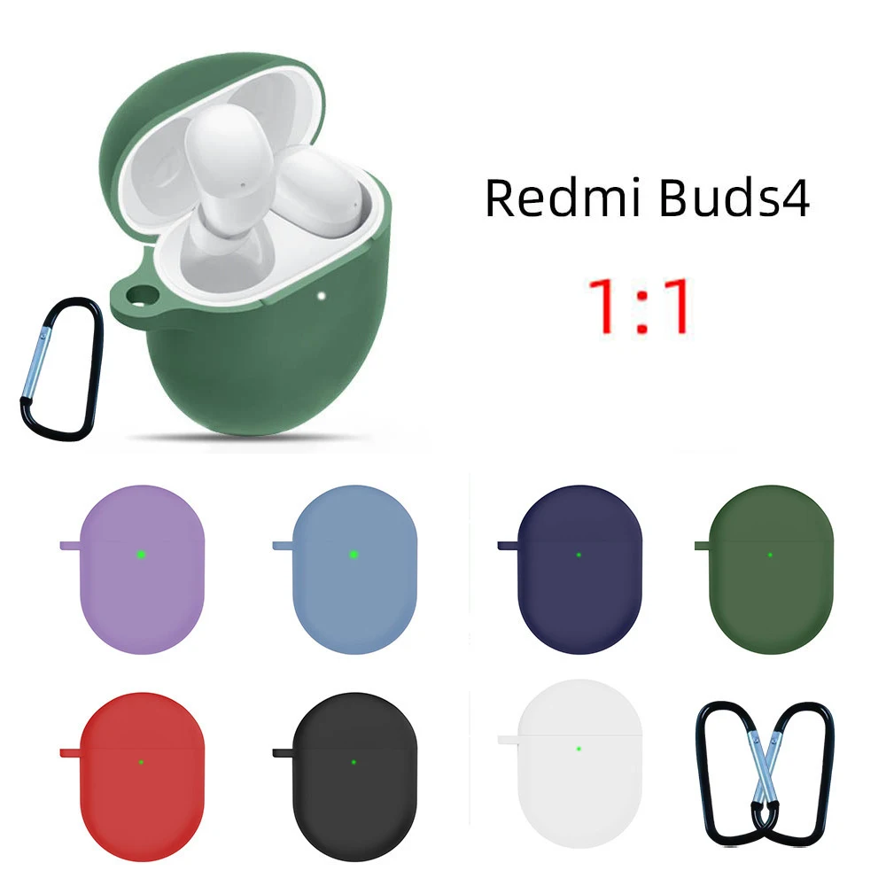 

Case for Xiaomi Redmi Buds 4 Wireless Earphone Covers Soft Silicone Cases For Redmi Buds4 Shockproof Protective Sleeve With Hook