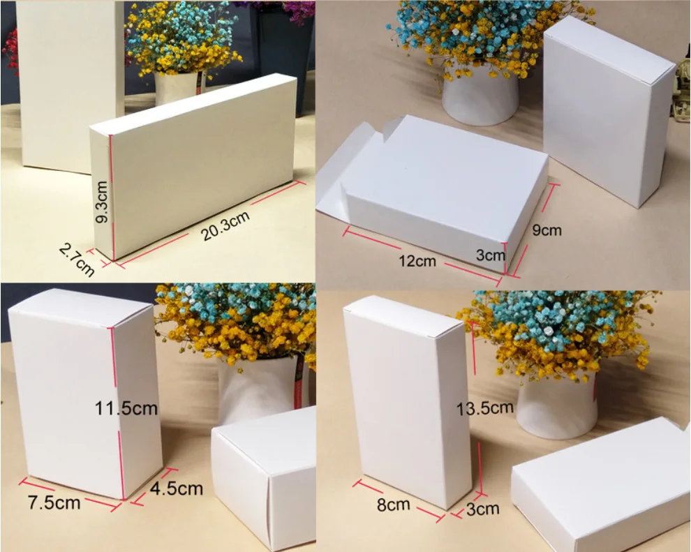 50pcs Smooth Rectangular White Cardboard Box Blank Folding Electronic Product Packaging Box for Business Industrial Use view 6