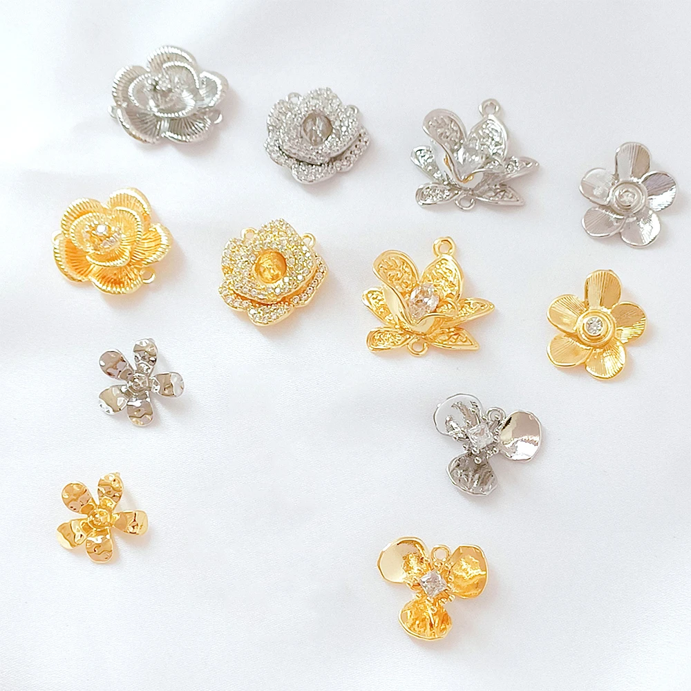 

Латунный позолоченный кулон «Гора камелий» с цирконием для изготовления украшений своими руками: материалы для ожерелий и браслетов