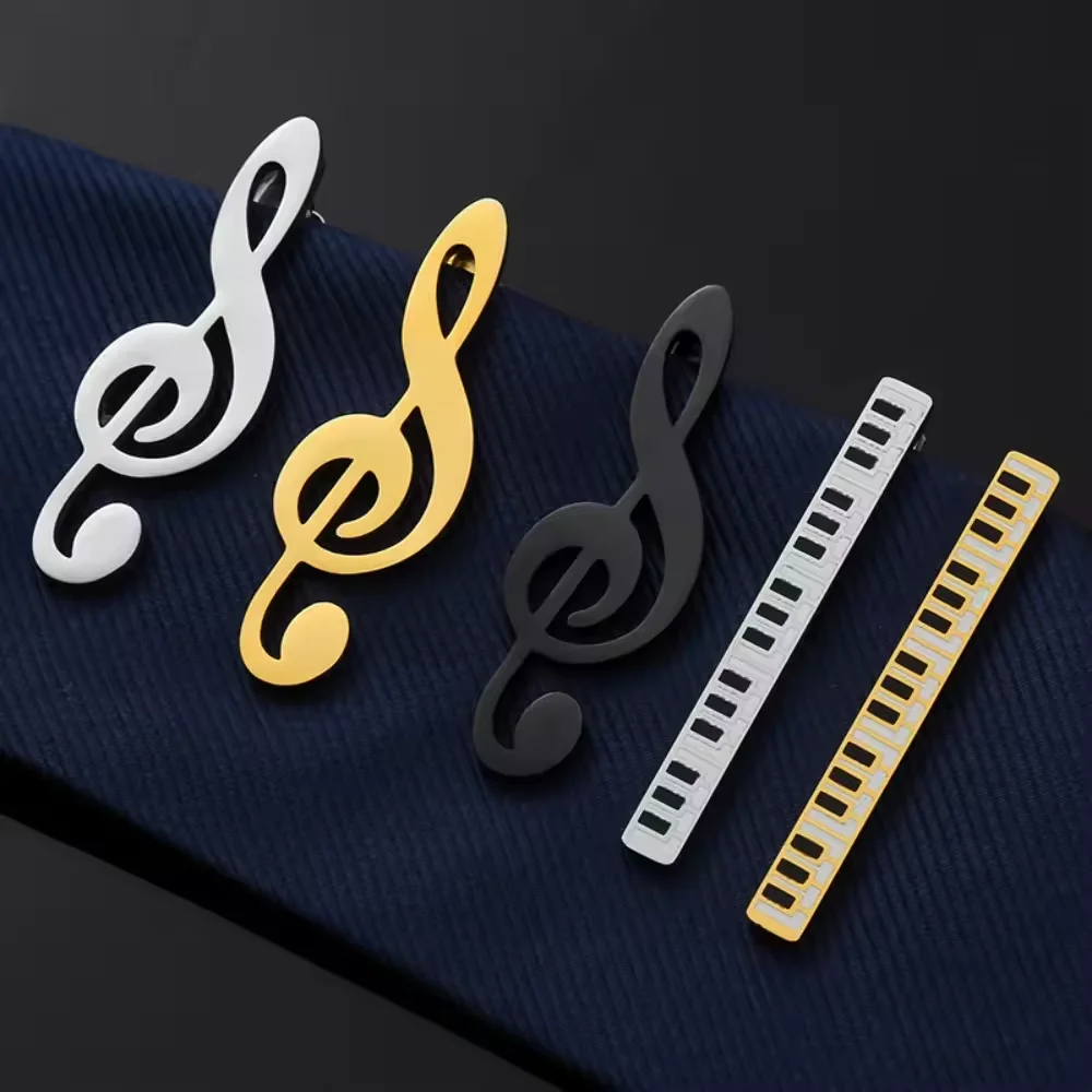 Men's High-Quality Creative Note Tie Clip Personalized Piano Guitar Instrument fashionable Necktie Clip Fit Party Shirt Ornament