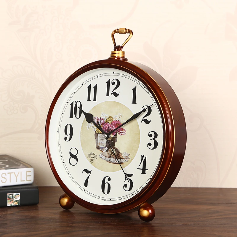 Picture 6: Non-Solid Wood Table Clock Silent Nordic Vintage Desk Clocks Digital Watches Large Retro Desktop Clock Bedroom Living Room Decor