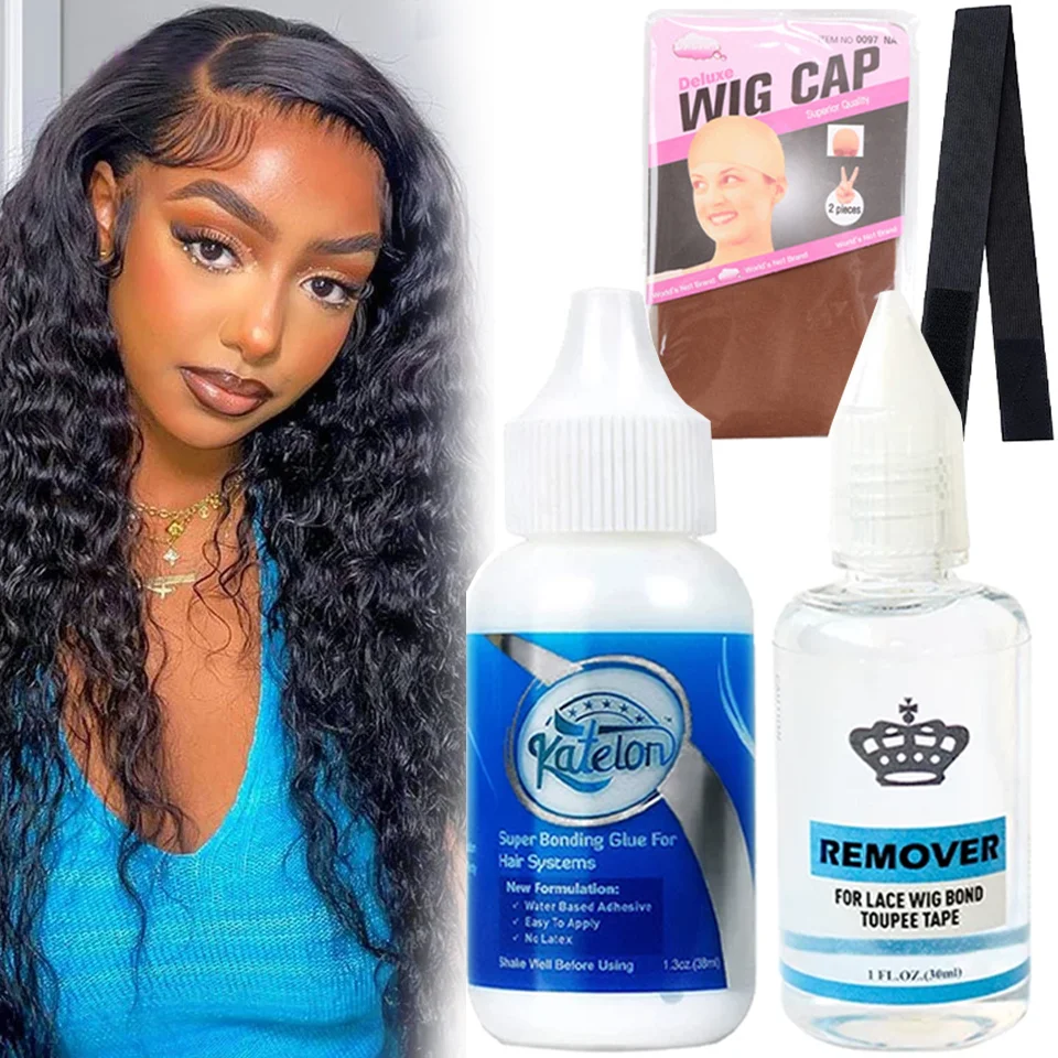 

Lace Front Wig Glue Invisible Hair Bonding Waterproof Glue For Frontal Toupee+Wax Stick For Wig Edge Control+Lace Tint Spray