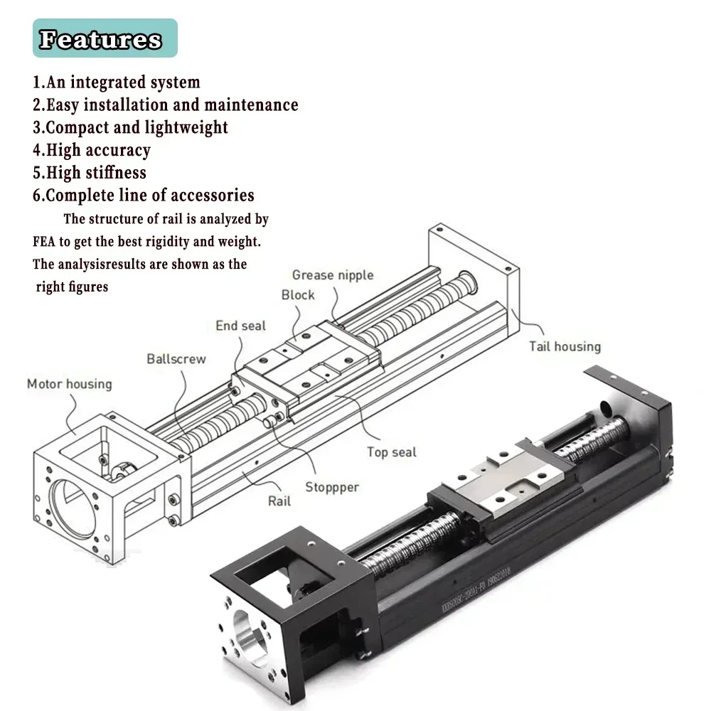 KK Single Axis Robot Linear Moving Module Ball Screw Sliding table KK50 2mm Lead Accuracy 70mm-220mm Stroke Linear Rail Stage