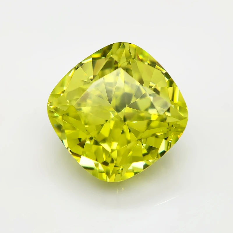 Now Apple Green Square Cushion Crushed Ice Cut Cubic Zirconia High Carbon Diamond CZ 4K Cutting 5A+ Quality