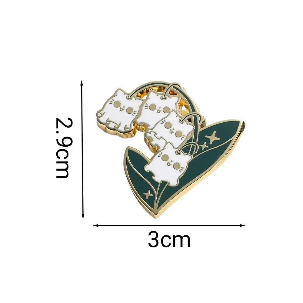 Ghost Cat Lily Of The Valley Enamel Pin Haunted Flowers Badge Spooky Pin Gothic Jewelry Halloween Kawaii Accessories