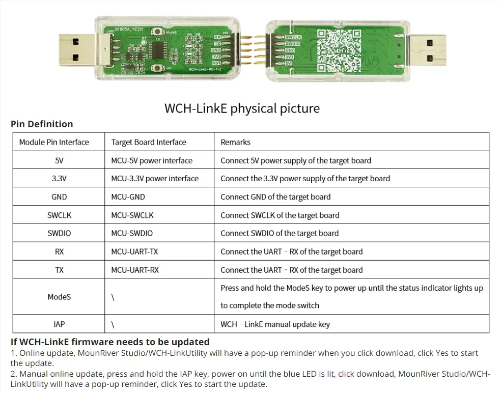 WCH LinkE Online Download Debugger Support WCH RISC-V Architecture MCU/SWD Interface ARM Chip 1 Serial Port to USB Channel