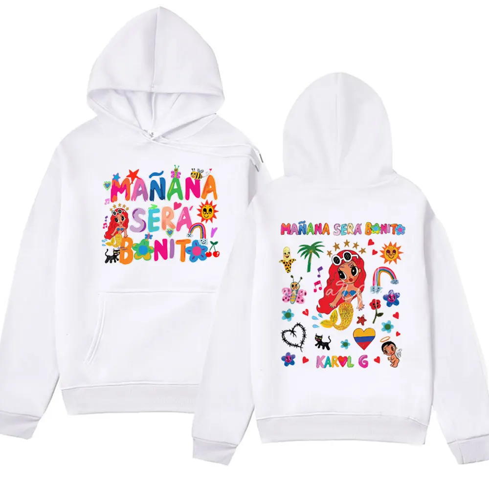 Rapper Karol G Manana Sera Bichota Print Hoodie Winter Fashion Fleece Pullover Sweatshirt Oversized Streetwear Hoodies Men Women