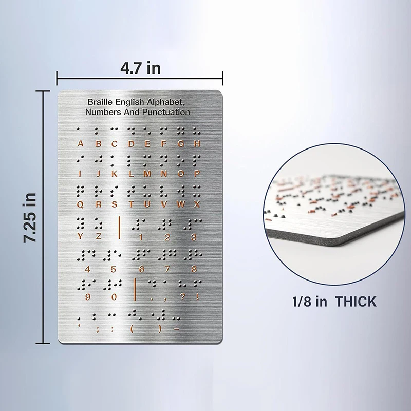 Braille Alphabet And Numbers Learning Tool - Durable Metal Tactile Bump Reading Floor-Mounted Eco-Friendly Lightweight