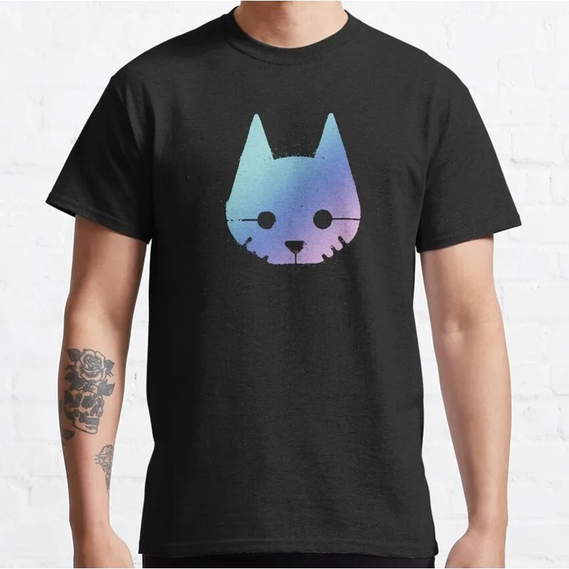 Stray Video Game Cat Graphic T‑Shirt O‑Neck Short Sleeve Unisex Tees Cyberpunk Stray Cat Print Casual Streetwear For Gamer Fans