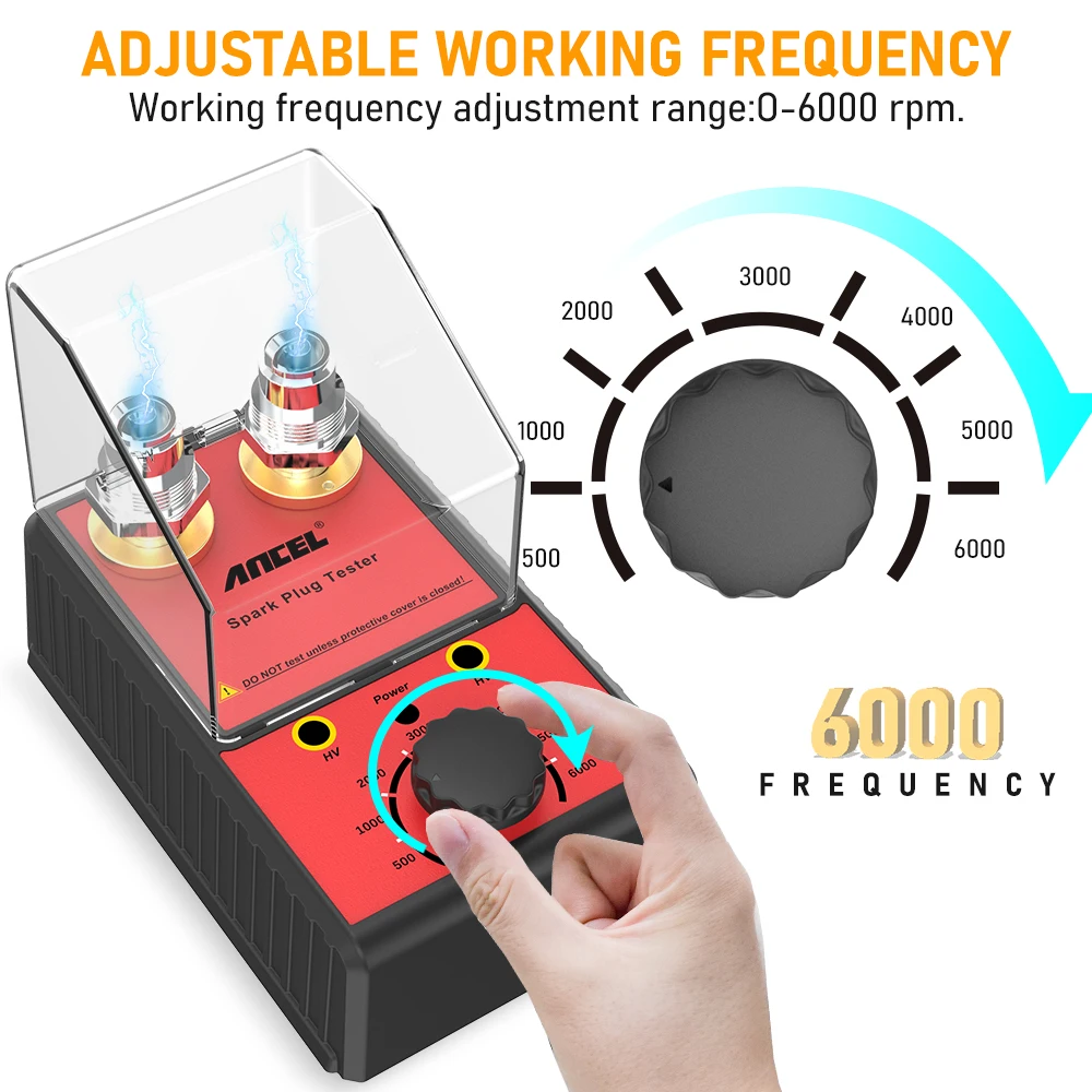 220V & 110V Automotive Spark Plug Tester Dual-Hole Diagnostic Tool Ignition Strength Test 1000-6000RPM with Protective Cover