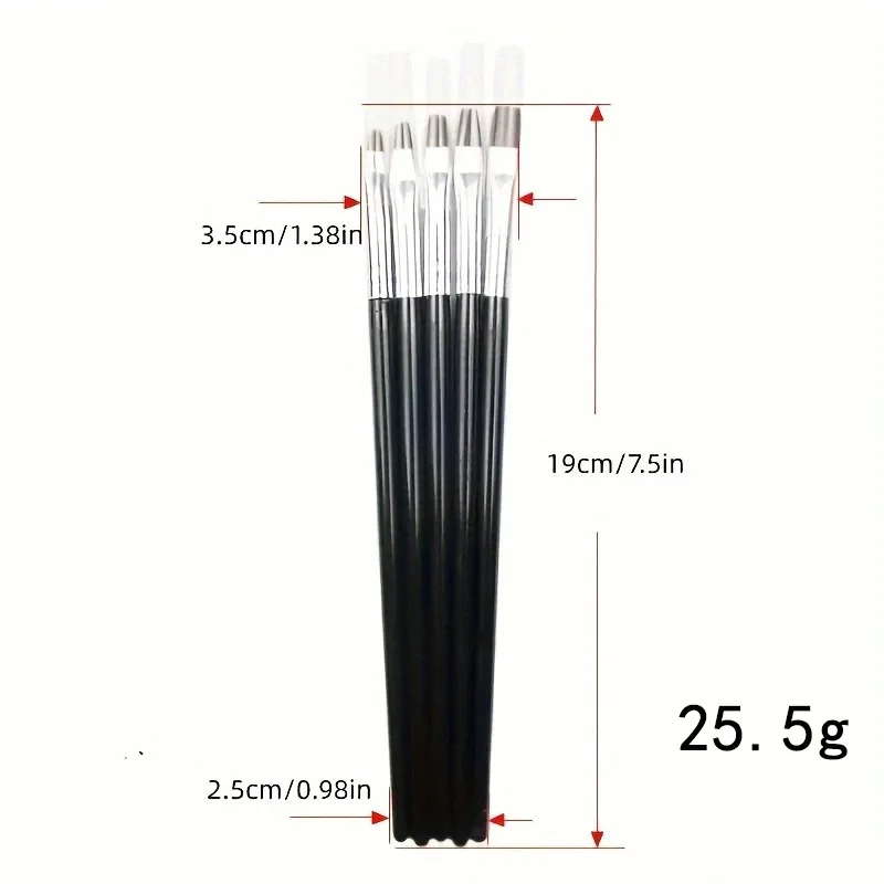 5 stks Borstel Platte Schilderij Tekening Pen Nail Art Penselen Franse Acryl Nagelborstel Kit Set UV Gel Borstels Nail Art Tool