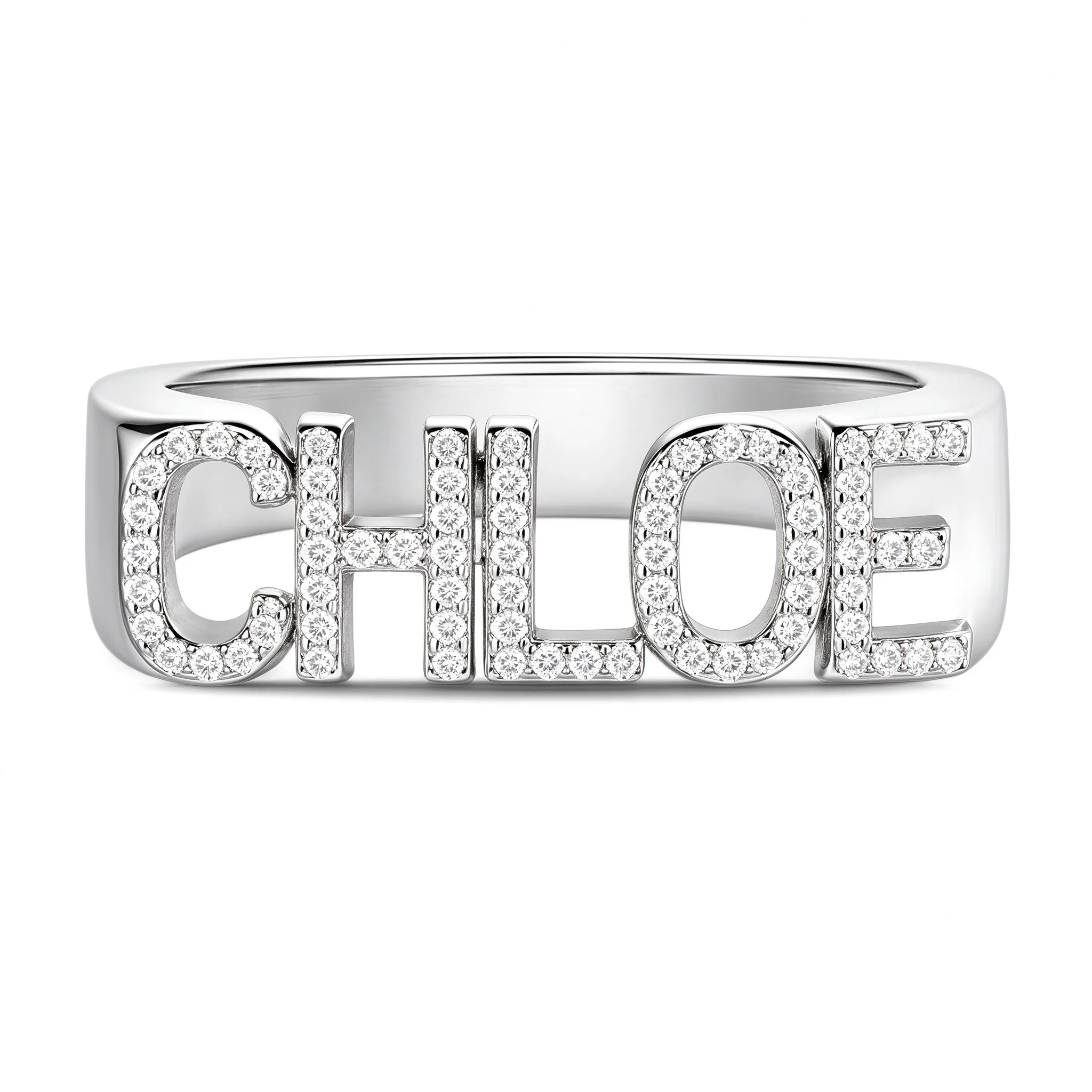 New Dascusto Custom Name Ring Diamond Name 3D Ring Copper Closed Ring Personalized Diamond Rimmed Initial Ring Gift For Womens