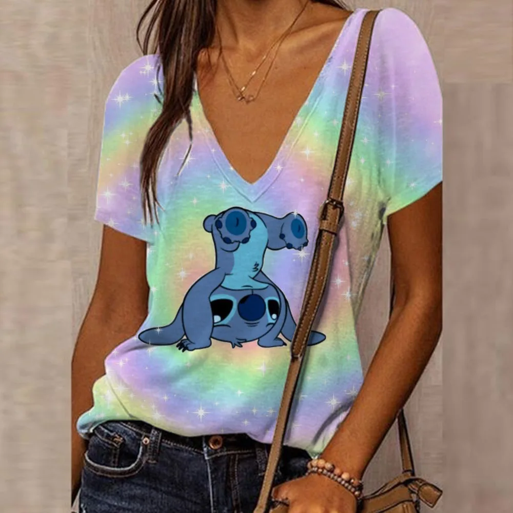 Mode Dames T-Shirt Disney Lilo & Stitch Vrouwelijke Kleding Harajuku Tee Dames T-Shirt Oversized Top Shirts Mickey Vrouwen Clotin