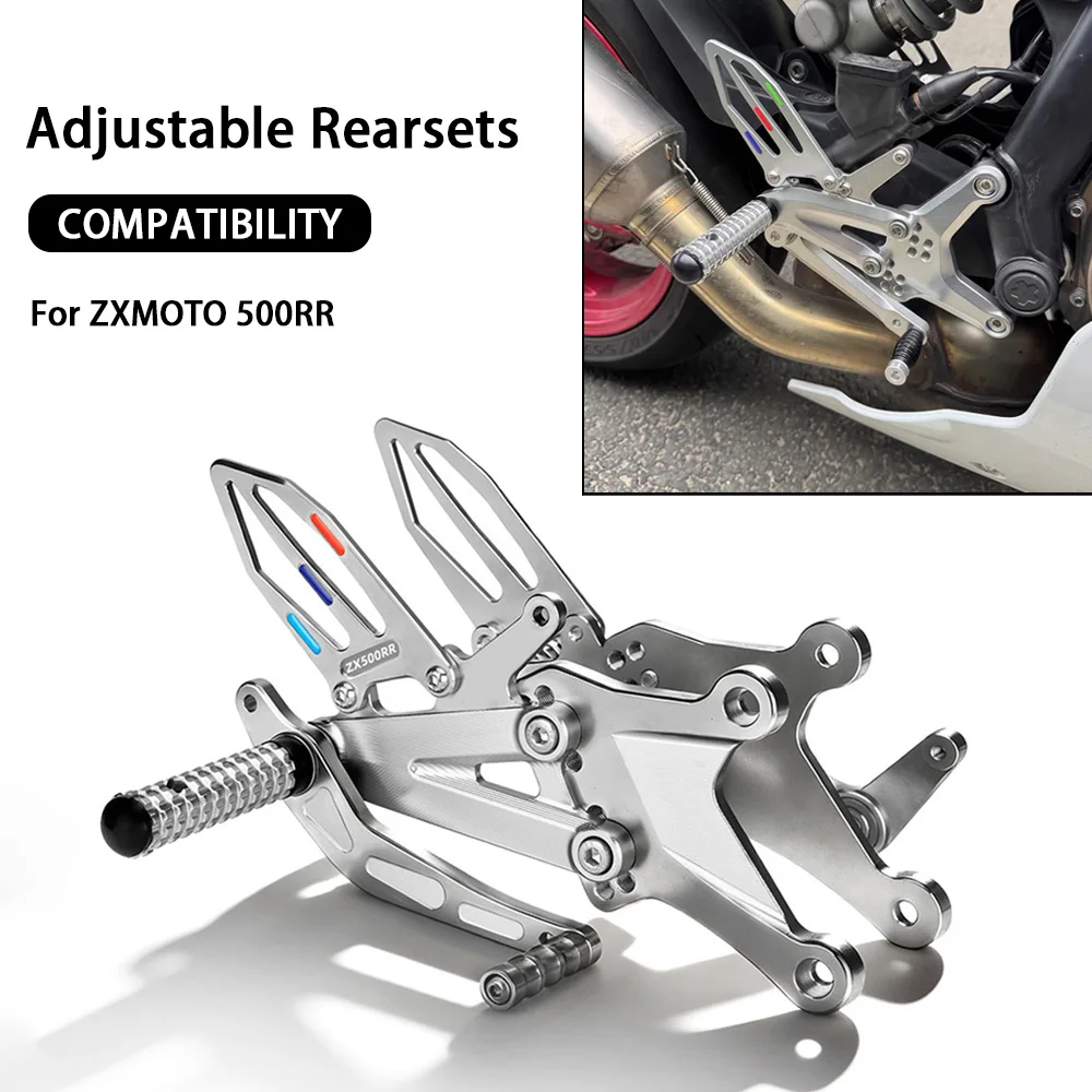 Motorcycle Adjustable Rearset Rear Set Footrest Foot Pegs Sportbike Shifter Rearset CNC Aluminum For ZXMOTO 500RR ZX500 RR