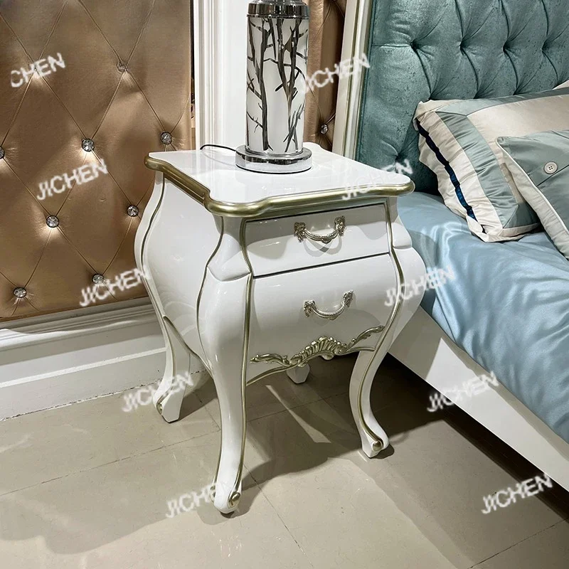 

KL French Solid Wood Bedside Table, European Luxury Bedside Storage Cabinet, Carved Chest Cabinet, Locker,neoclassical Side Cabi