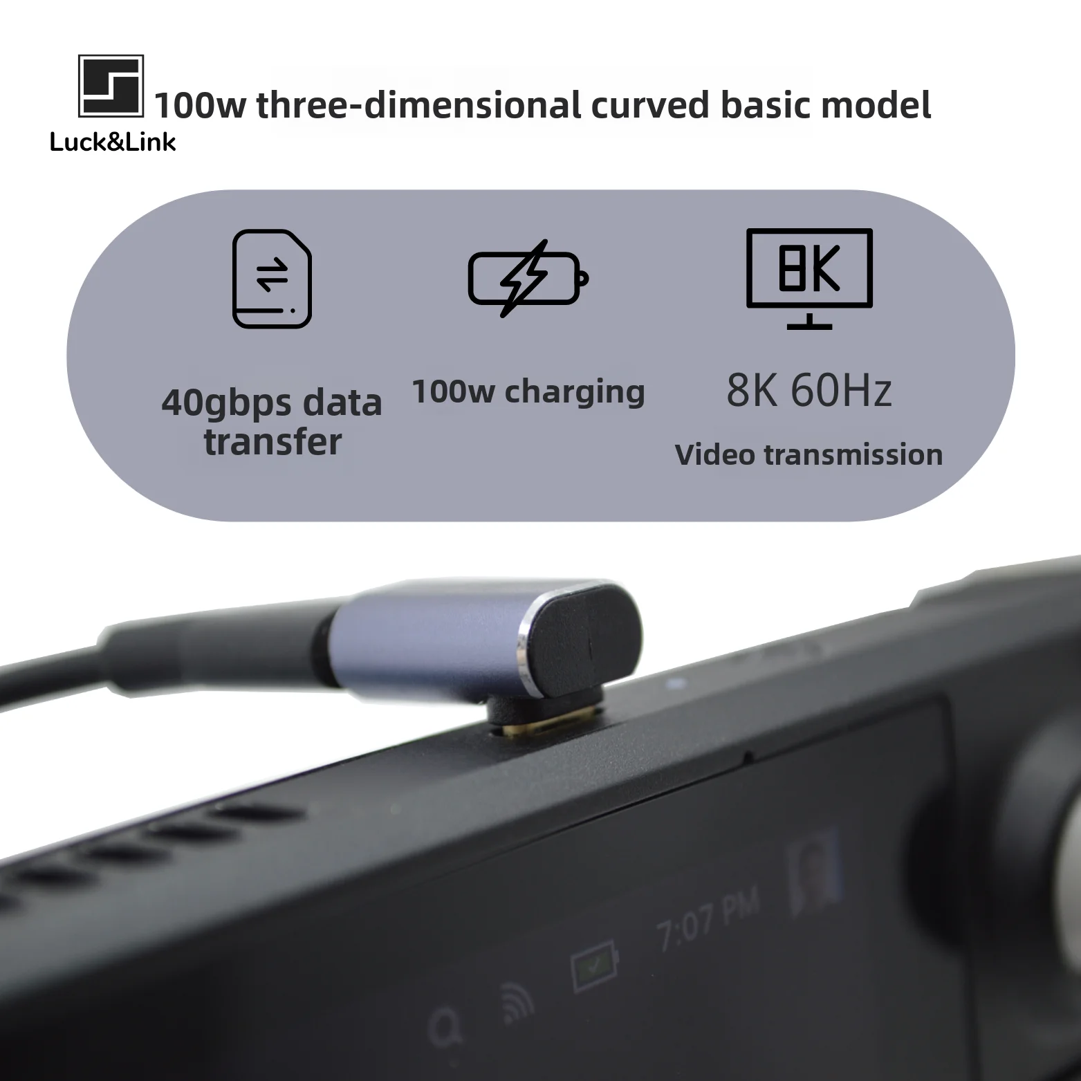 90 Degree USB-C Adapter 40Gbps 240W, Type-C Right Angle Connector For Steam Deck/ROG Ally/PS Portal, High Speed Converter