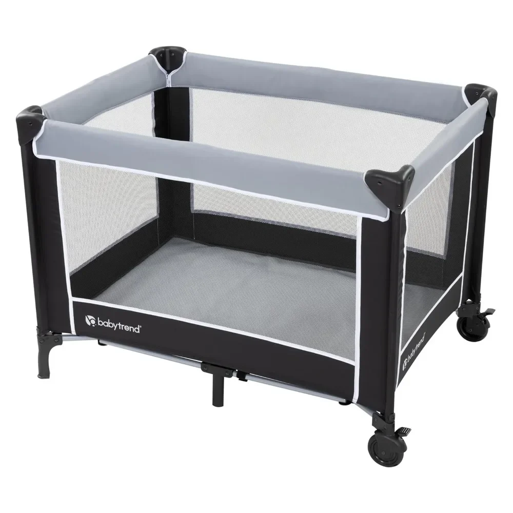 Playard portabel dengan Bassinet, binar abu-abu