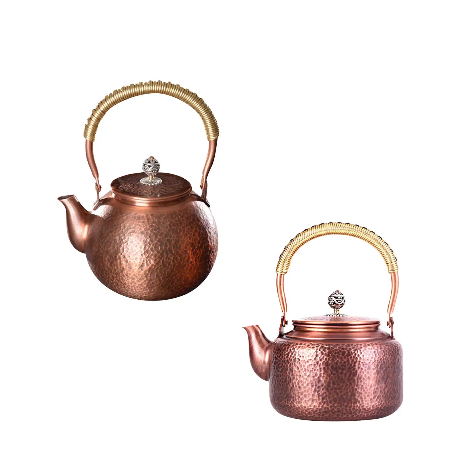 Handmade Solid Copper Tea Pot Kung Fu Teapot Gasstove Tops Water Kettle with Handle Tea Kettle Teawear for Camping Household