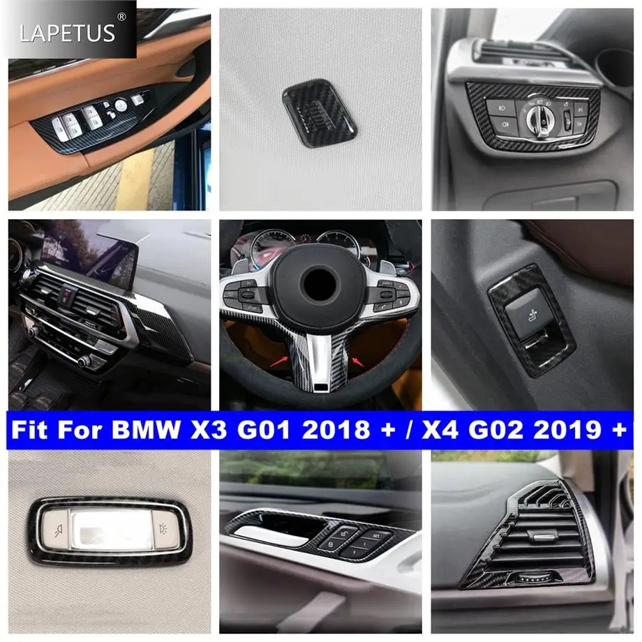 

Steering Wheel Gear Box Door Bowl Air AC Panel Cover Trim For BMW X3 G01 2018 - 2022 X4 G02 2019 - 2022 Carbon Fiber Accessories