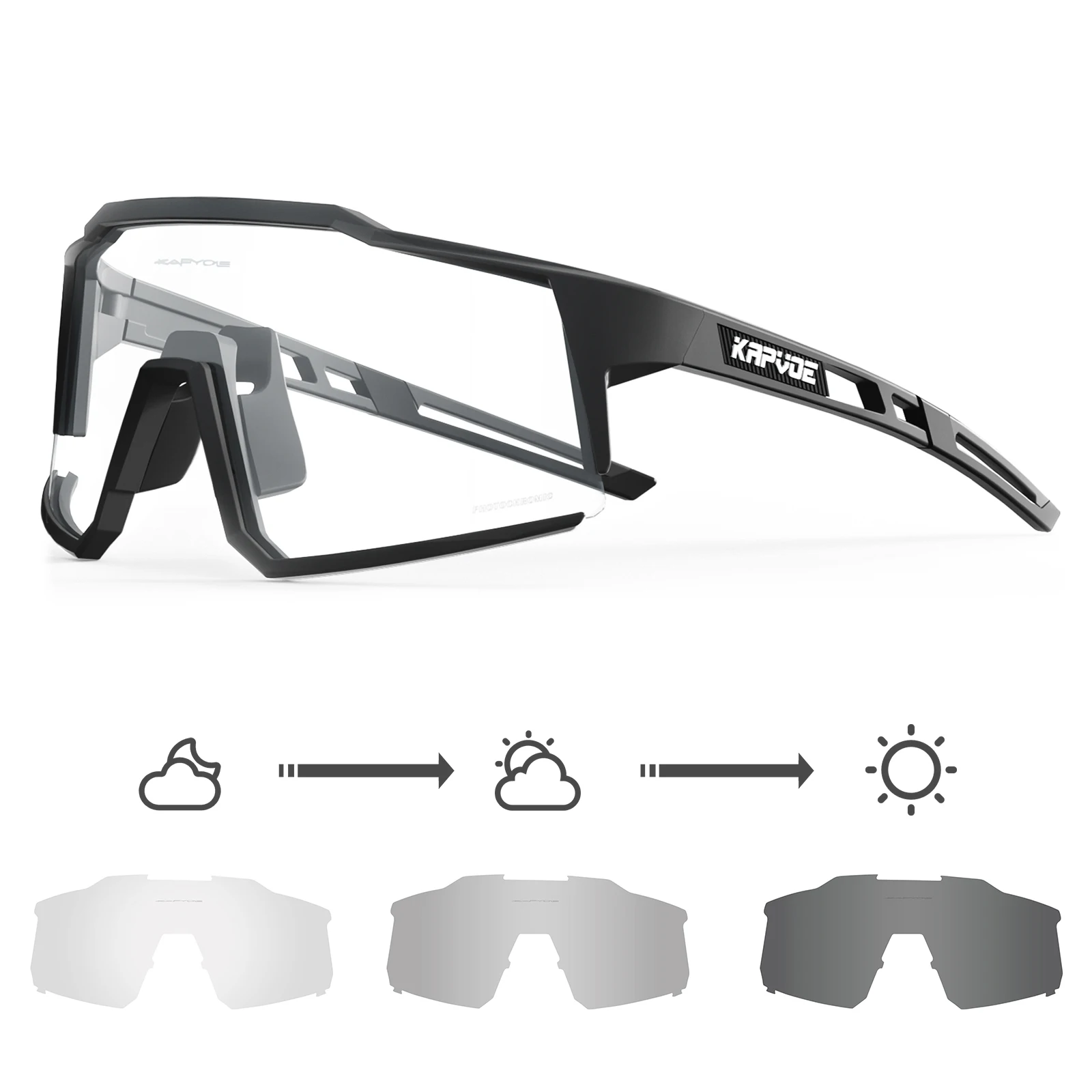 Kapvoe Photochromic Cycling Glasses UV400 MTB Clear Mountain Bike Transition Bicycle Sunglasses for Men Women Sports Eyewear