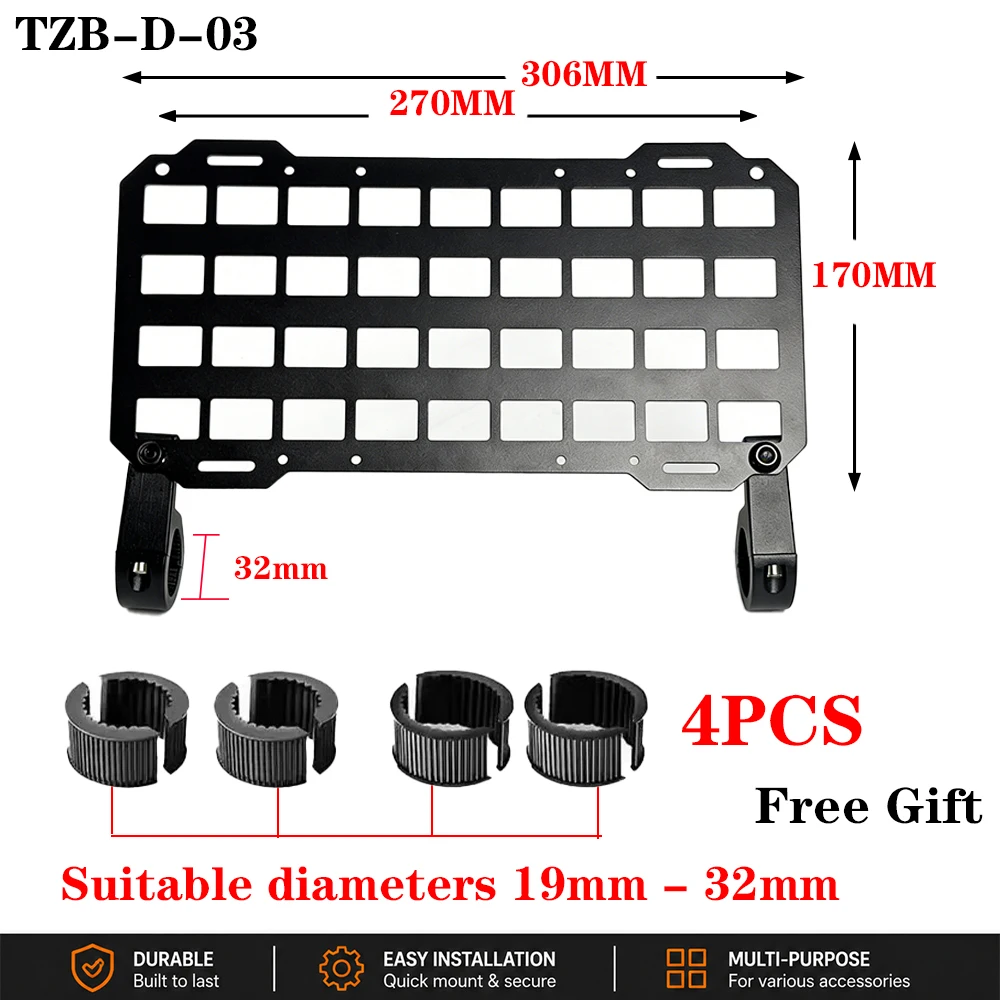 1PCS Motorcycle Equipment Aluminum Alloy Molle Storage Rack Bumper Tactical Storage Board Modular Mounting for BMW HONDA YAMAHA