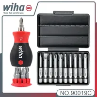 Genuine WIHA Magazine Screwdriver and Replaceable Screwdriver Bit Set with Slotted Phillips Torx Bits Short Shank Screwdriver
