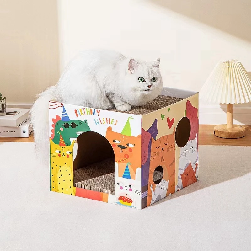 Cat Scratching Pad Double Layer Pet Cat House for Indoor Cat Condo Hard Corrugated Paper Cat Scratch Board Grinding Claw Toys