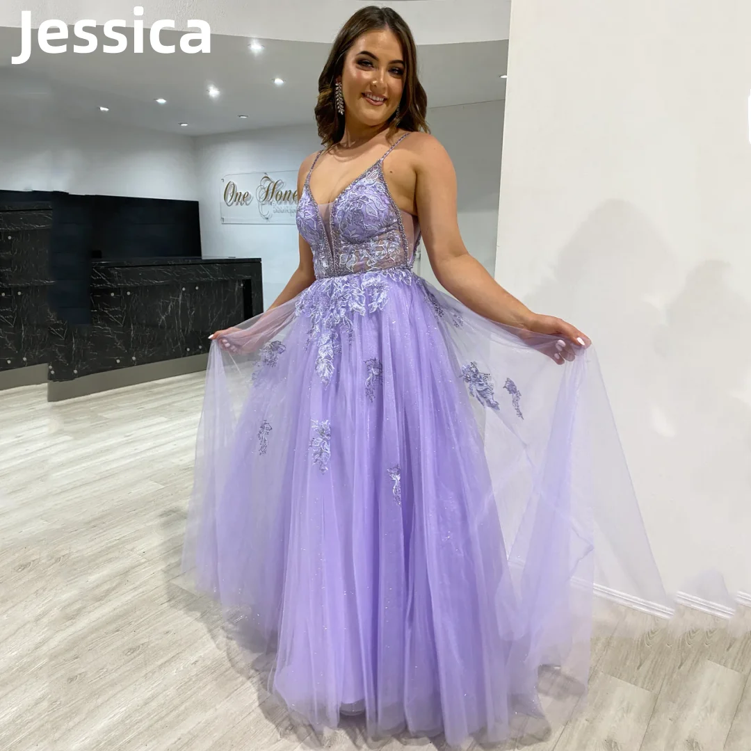 

Purple Glitter Prom Dresses Appliquéd Tulle Evening Dress Vestidos De Fiesta Sweet Fairy A-shaped Formal Occasions Party Dresses