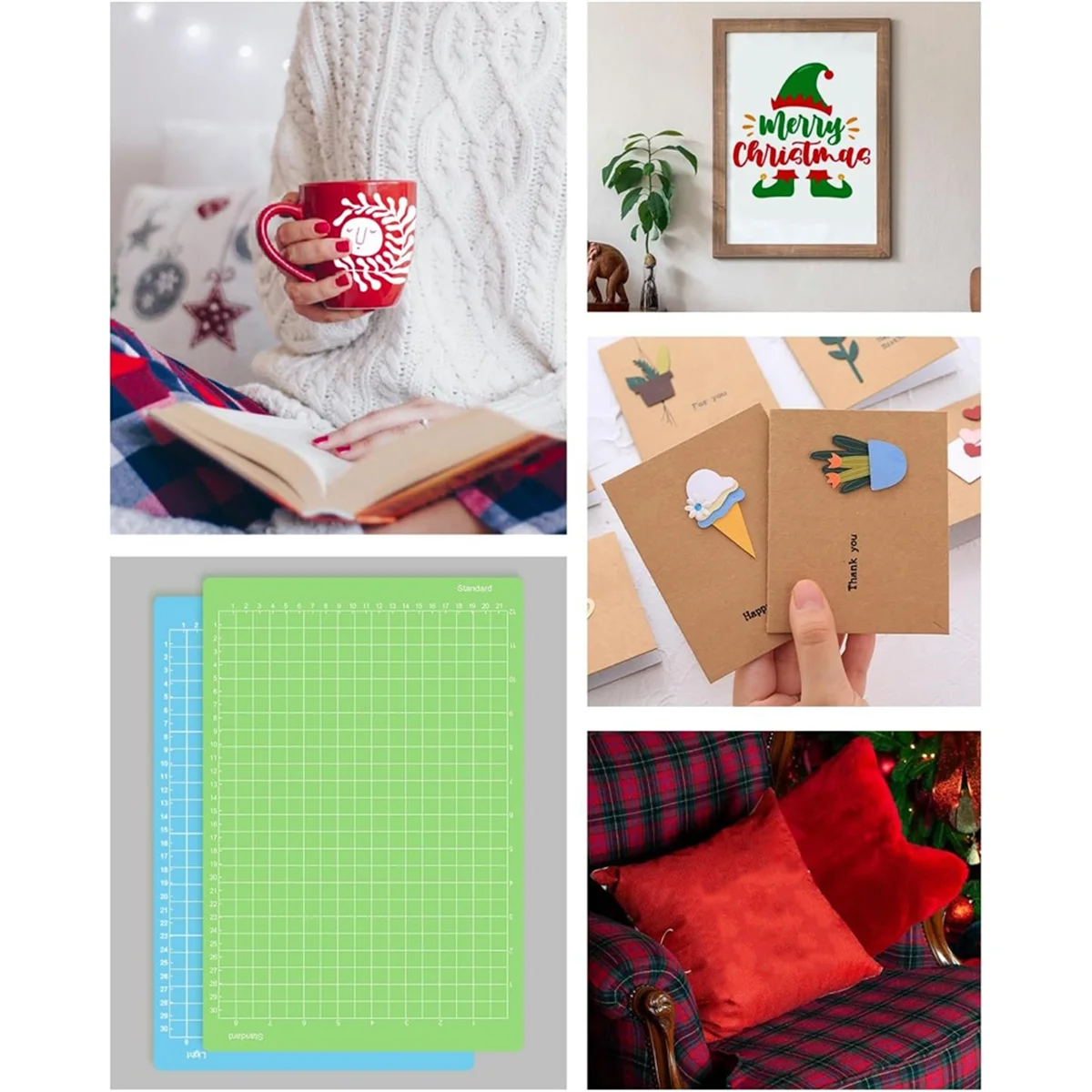 6pcs Cutting Mat for Cricut Joy Xtra 12x8.5in Adhesive Reusable Craft Cutting Mats Sticky Accessories Replacement Vogue